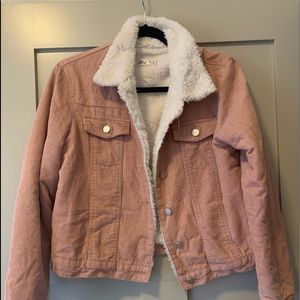 Ally fashion, Blush coudoroy jacket fur lined